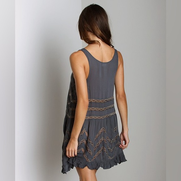 RARE ASO Violet Harmon Free People Voile Lace Polka Dot Trapeze Tank Top Dress - Picture 6 of 13